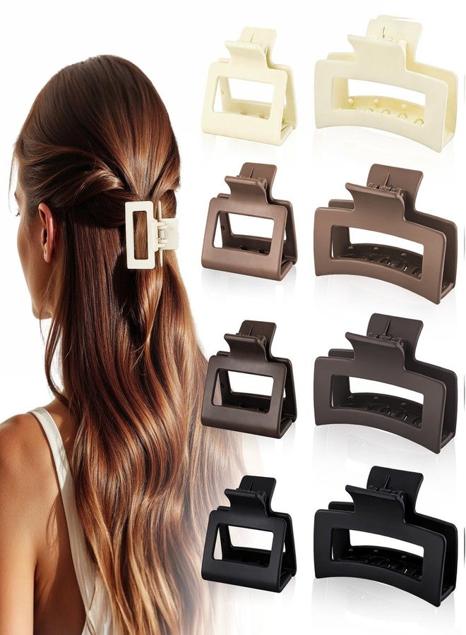 Obeoby 8 Pack Square Hair Clips, Medium and Small Claw Clips Hair Accessories for Women and Girls Bulk Barrettes for Thin Long Short Hair Stocking Stuffers Christmas Gifts (Neutral) - Image 1